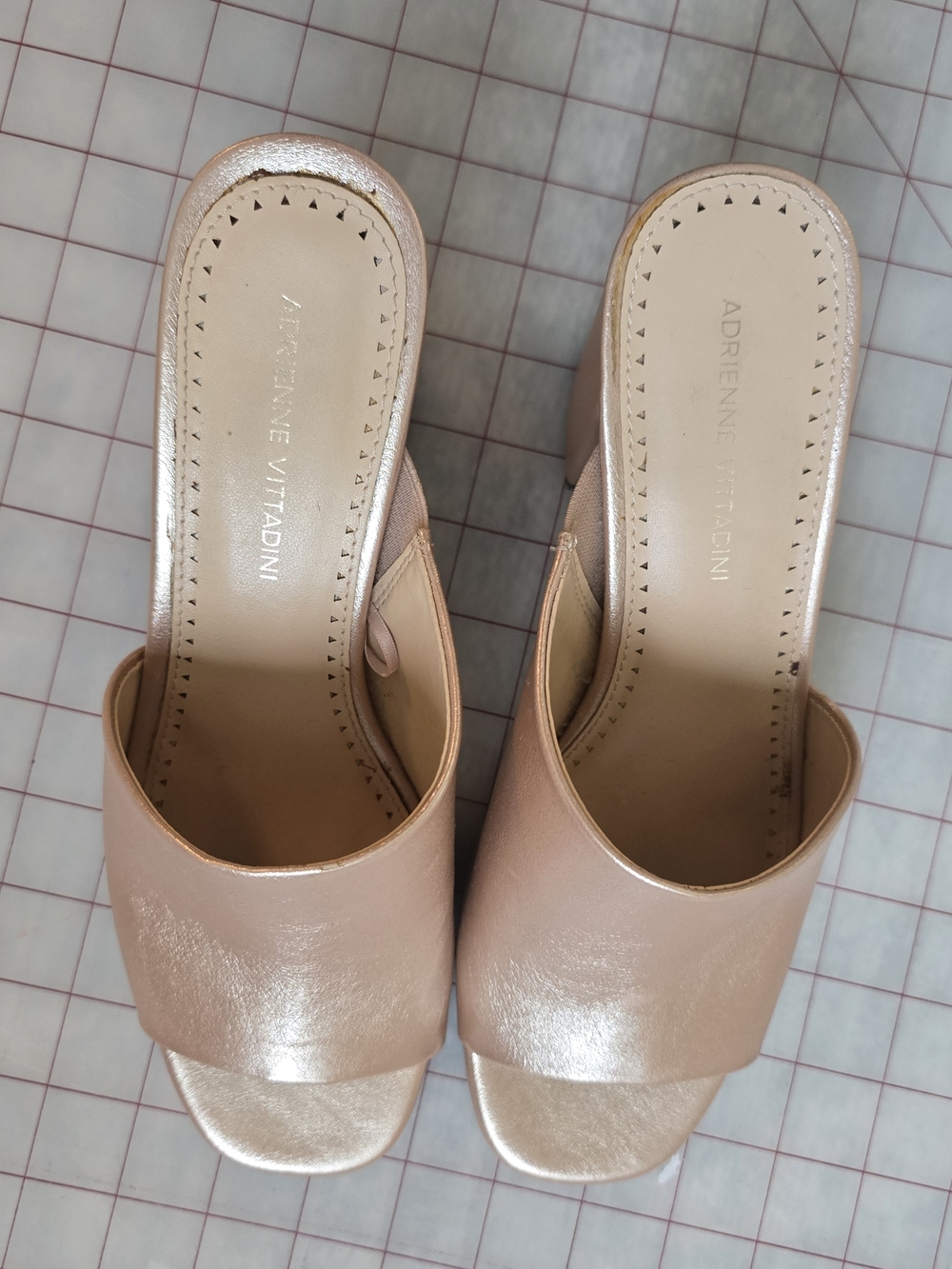 Adrienne Vittadini Rose Gold Slip-On Mules